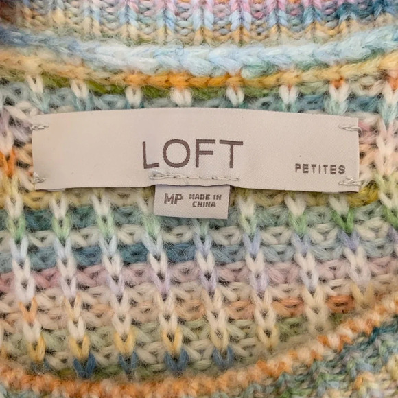 Ann Taylor LOFT Knit Space Dye Striped Balloon Sleeve Sweater Dress medium P - Picture 7 of 7